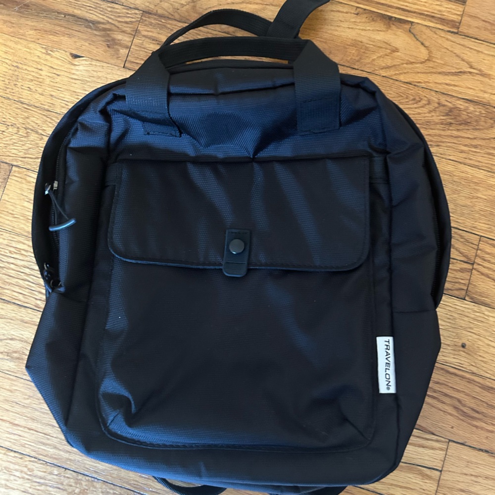 Travelon Black Laptop Backpack with Front Pocket
